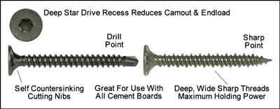 cement board screws
